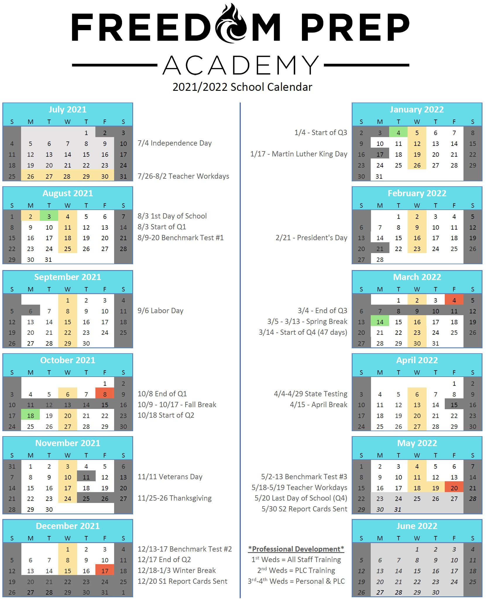 Calendar - Freedom Prep Academy
